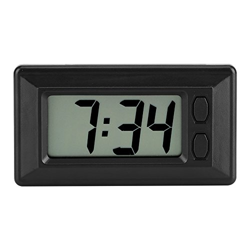 Mini Uhr Digitaluhr LCD Motorrad Tisch Auto Büro Uhr Elektronische Anzeige Datum 24 Stunden Kalender mit Magic Sticker 7,7 * 4,2 cm