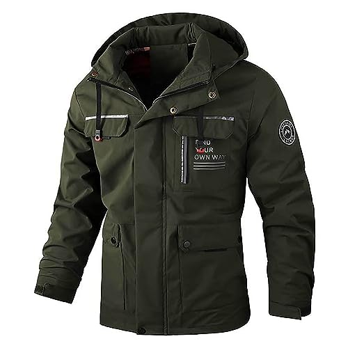 SRZYMJ Mantel Herren Leicht Wintermantel Leder Übergangsjacke Herbst Outdoorjacke Atmungsaktiv Warm Jacke Leicht Softshelljacke Steppweste Leicht Funktionsjacke Parka Leicht Sportjacke Freizeitjacke