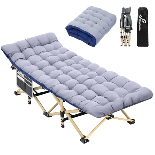 Sportneer Feldbett Klappbett mit Auflage, 188 X 71cm 204KG Set of Campingbett Feldbett Klappbar XXL mit Faltbare Matratze Camping für Erwachsene, Outdoor, Garten, Camping, Reisen, Indoor