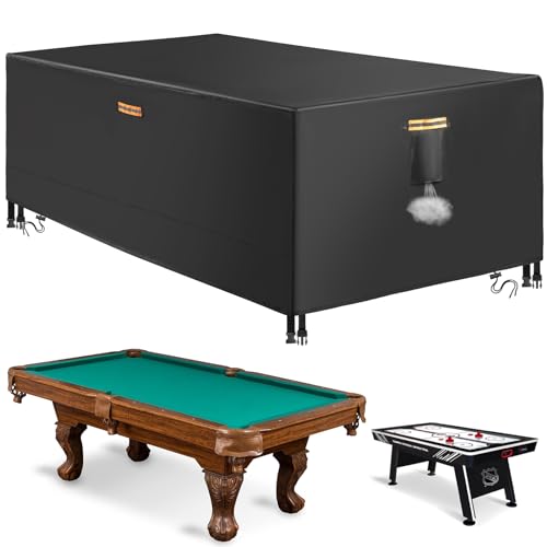 8ft Pooltisch Abdeckung, Billiard Tisch 420D Oxford Outdoor Snooker Billardtisch, staubdicht winddicht UV-Schutz, geeignet für Pooltisch,Gartenmöbelabdeckung