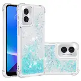 Nadoli Glitzer Treibsand Hülle für Motorola Moto G Play 4G 2024,Silikon Stoßfest Handyhülle Transparent TPU Bumper Schutzhülle Flüssig Durchsichtig Quicksand Case