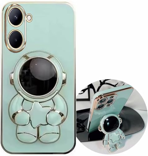 Miagon Süß Stern Astronaut Ständer Hülle für Realme C33,Cute Mädchen Dünn Galvanisierte Schutzhülle Weiches Case Bumper mit Astronaut Halter Kickständer