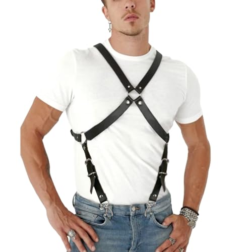 WOPOLIUE Herren Punk Body Harness Gothic Männer Brust Geschirr Körper Bondage Herren Gay Harness Reizvolle Bondage Body Harnais Sexy Brustgeschirr Fetisch Kostüme Hosenträger