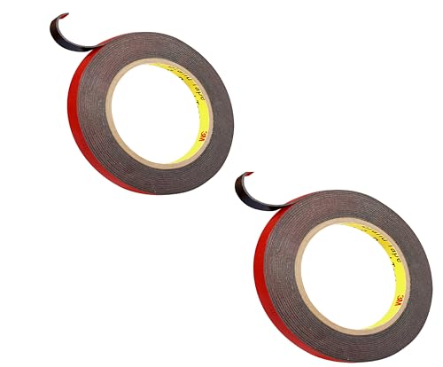3M PT1100 viskoelastisches Acrylat Plus Schaumklebeband doppelseitiges Profi-Klebeband Schwarz Metall und lackierte Oberflächen Extra starke Band (7.5 mm x 5 meter_ 2 Rolle)