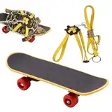 Schildkröte Seil und Skateboard -Set - Haustier -Schildkrötespielzeug, hölzerne Mini -Skateboard, einstellbares Seilgabeless | Kreative Schildkröte -Aktivität mit Rolling Board, Interactive Reptile To