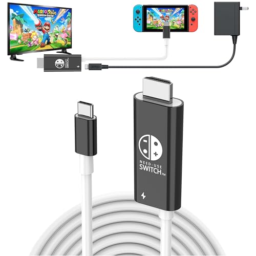 Switch TV Adapter for Nintendo Switch/OLED, 2-in-1 Switch Portable Dock with 4K HDMI, Type C 100W PD, Mini Travel TV Cable for Switch, Steam Deck