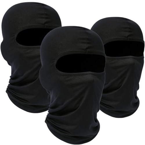 WTACTFUL 3 Stück Sturmhaube Motorrad Balaclavas Skimaske Motorradmaske Fahrrad Gesichtsmaske für Herren Damen Winter Sommer Schwarz