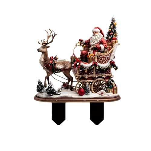 Weihnachtsstecker Weihnachtsmann Rentier Gartenstecker aus Acryl, 2D Flache Weihnachten Figur Dekostecker Weihnachtsdeko Wetterfest Santa Claus Stecker Gartendeko Weihnachtsfigur zum Stecken (A)