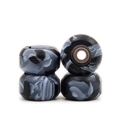 SPITBOARDS Fingerboard Swirl Wheels Polyurethane CNC Lathed Bearing Wheels - Black Swirl