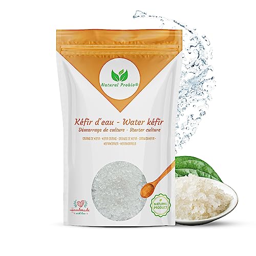 Natural Probio® Wasserkefir, Japankristalle, Kristallalgen, Starter Set - Kefirkörner Fermentation reich an Probiotika + Vollständige Anleitung, Rezept, Tipps + Zugang zum E-Book, Rezeptbibliothek