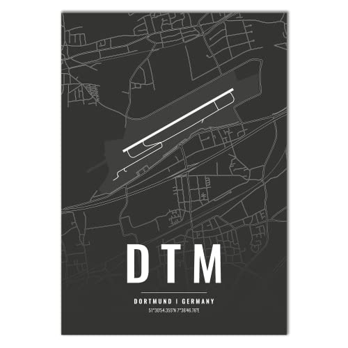 Vacentures Flughafen Poster - DTM - Dortmund Wanddekoration Airport Poster Dortmund (30x40 CM)