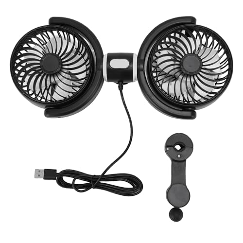 Aramox 360 ° Rotatable Dual Car Cooling Lüfter, 3 -Geschwindigkeits -USB -Lüfter für Van Truck SUV RV DC 5V, mit Überhitzungsschutz, Unabhängiger Knopfsteuerung