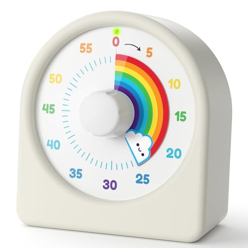 LIORQUE Visueller Timer 60 Minuten Countdown Timer für Kinder und Erwachsene Leiser Kurzzeitmesser mit Silikongehäuse Pausenfunktion wiederaufladbarem Akku für Küche Schule Büro