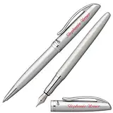 Pelikan Schreibset JAZZ ELEGANCE Silber Metallic mit Namen farbig personalisiert Füllfederhalter und Kugelschreiber