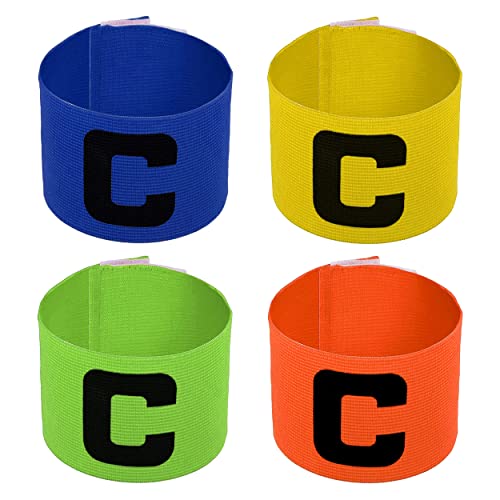 Lahviuu Kapitänsbinde Kinder,4 Stück Fußball Kapitänsbinde Fussball Spielführerbinde Captain Armband Elastic Kapitäns Armbinde,für Teenagers Netball Hockey Rugby 4 Farben