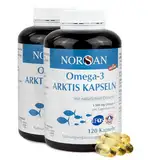 NORSAN Premium Omega 3 Arktis Dorschöl Kapseln 2x120 Kapseln / 1.500mg Omega-3 pro Portion/Omega 3 Kapseln h- Fischöl Kapseln aus nachhaltigem Wildfang