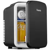 Reemix Mini-Kühlschrank, 4 Liter/6 Dosen, tragbarer Kühler und Wärmer persönlicher Kühlschrank für Hautpflege, Kosmetik, Getränke, Lebensmittel, ideal für Schlafzimmer, Büro, Auto (Schwarz)