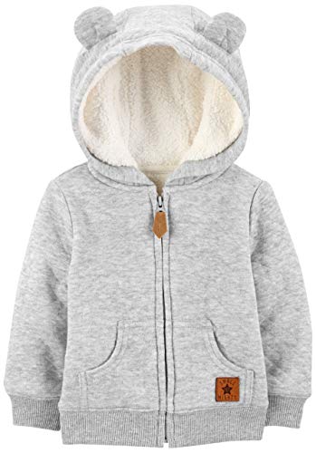 Simple Joys by Carter's Unisex Baby Hooded Sweater Jacket with Sherpa Lining Fleecejacke, Grau, 6-9 Monate