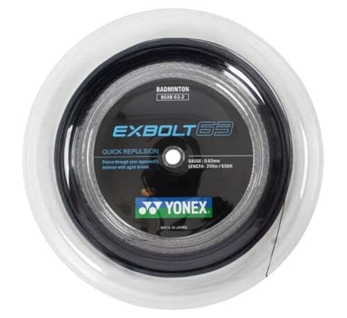 YONEX Exbolt 63 Badminton-Saiten, 200 m, 0,63 mm, Schwarz