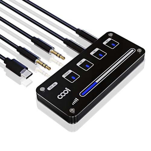 Cooidea 3-Kanal-Mischpult, AUX-Stereo-Audio Mixer Unterstützt 3 In 1 Out Mini- DJ-Mischer mit Touch ON/OFF-Schalter und Lautstärkeausgleich - Für PC, Telefon, Laptop, Kopfhörer