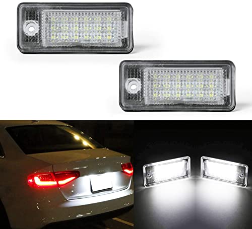 OZ-LAMPE LED Kennzeichenbeleuchtung für AU-DI Q7 B5 A8 S3 A6 C6 A3 8P A4 S4 A5 8F S8 RS4 RS6, Kennzeichen mit CAN-Bus, Nummernschildbeleuchtung LED 2 Stücke 18 * 2835SMD
