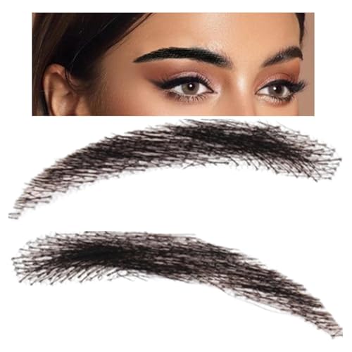 Falsche Augenbrauen aus Echthaar, falsche Augenbrauen für Männer, 1 Paar Augenbrauen-Extensions, wiederverwendbar, atmungsaktive Augenbrauen-Verlängerungen für Weihnachts-Make-up