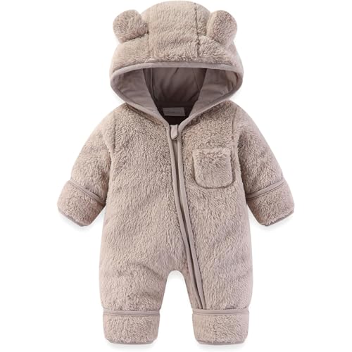 Neugeborenes Baby Bär Strampler Outfit Anzug Umschlag Fäustlinge Füßlinge Mädchen Jungen Winter Schneeanzug Fleece Kleidung Kapuzenoverall Kuschelige Hausschuhe Kinder