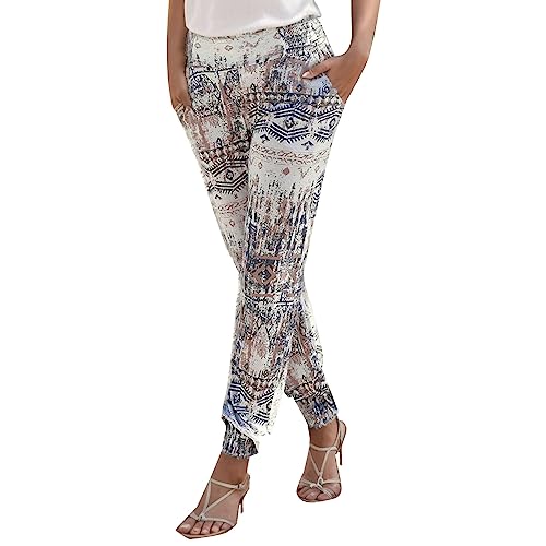 Generisch Haremshose Damen Sommer Lange Schlupfhose Boho Strandhose Leicht Freizeithose Loose Sommerhose Frauen Pant Mit Taschen Straight Bein Hosen Sommerhosen Stoffhose Jogginghose Yogahose