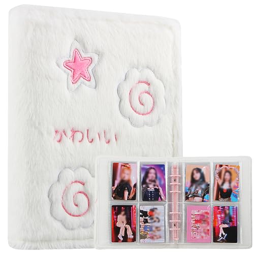 Ddayup Kpop Photocard Binder Stern Card Binder Kpop Binder a6 Photocard Holder Kpop Plüsch-Fotokartenhalter Kpop Fotoalbum Halter mit 10 Blätter 4 Fächer Fotosichthüllen für Album Notizbuch