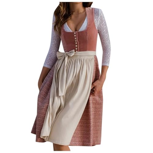 Briskorry Dirndl Schwarz Damen, Trachtenkleid Lang, Dirndelkleider 2 Teiliges Trachten Retro Elegantes Trachtenrock Traditionelles Cosplay Oktoberfest Kostüme Modern Dirndlbluse Besondere Anlässe