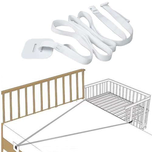 Beistellbetten Gurt, Beistellbett Befestigung, Babybett Sicherheitsgurt, Gurt für Babybett, Gurt für Boxspringbetten, Fester Gurt für Kinderbett, für Boxspringbetten und Kinderbetten, 6M-Weiß