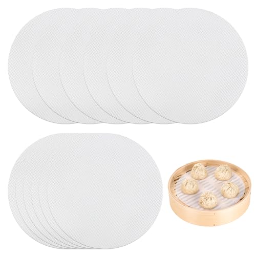 12 PCS Silikon Dämpfer Matte,Antihaft Runde Steamer Pad,Silikon Dämpfer Matte,Silikon Dampfgarer Netz,Bambusdämpfer,24CM Wiederverwendbar,Dumpling Steamer für Gedämpfte Brötchen,Knödel,Dim Sum,Gebäck