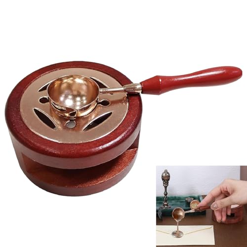 Wax Seal Warmer Melting Set,Wax Seal Kit,Wax Seal Set,Wax Heating Pot with Melting Spoon,Sealing Wax Set,Wax Seal Stamp Set,Wax Warmer Wax Seal Warmer for Arts Crafts Wax Seal Stamp,Braun