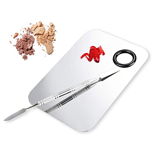 Make Up Paletten ALIOBC Upgrade Make-up Mischpalette Edelstahl Metall Make-up Palette mit Spatel, Künstlerwerkzeug zum Mischen von Foundation, Make-up Künstler Werkzeug Nagelkunst(1 stück)