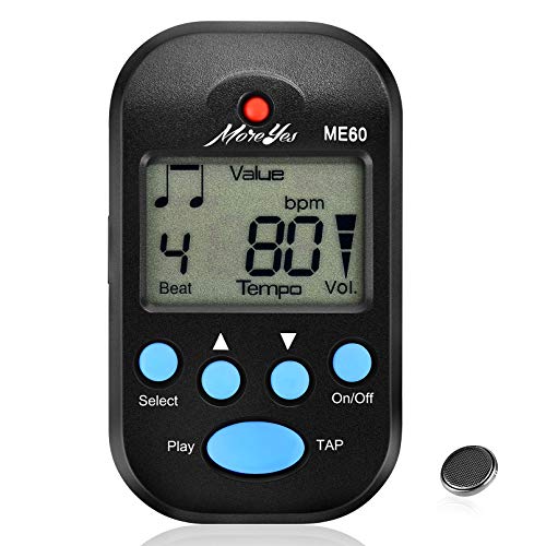 MOREYES Mini Metronom Digital mit Lautsprecher Multifunktional für Saxophon Klavier Gitarre Violine Flöte Drum (schwarz)