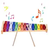 summina Buntes Xylophon 15 Töne Regenbogentaste Xylophon mit 2 Schlägeln Windspiel Holz und Aluminium Percussion Instrument Ideal als Geschenk für pädagogische Instrumente