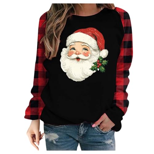 Weihnachts T-Shirt Damen Langarmshirt Damen Elegant Weihnachtsoutfit Kinder Herren Damen Weihnachten Weihnachts T-Shirt