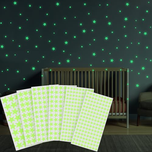 Leuchtsterne Kinderzimmer Selbstklebend, 514 Sternenhimmel Leuchtsticker Kinderzimmer DIY Leucht Sterne Wandtattoo Sterne Leuchtend Fluoreszierende Aufkleber Leuchtende Sterne für Decke und Wand