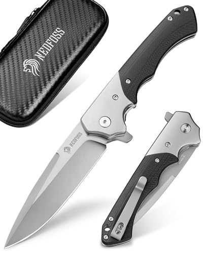NedFoss SWAN Klappmesser, 9,3cm d2 Stahl Survival Messer mit G10 Griff, Einhandmesser,Scharfes Taschenmesser mit Gürtelclip, Jagdmesser,Outdoor Messer für den Alltag, als Sammlung & Geschenk