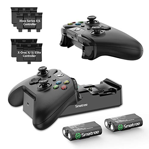 Xbox Series Controller Ladestation, Smatree Xbox One Controller Akkus mit Dual Kanal Ladegerät für Xbox Series X/Xbox Series S/Xbox One/Xbox One S/Xbox One X/Xbox One Elite Wireless Controller