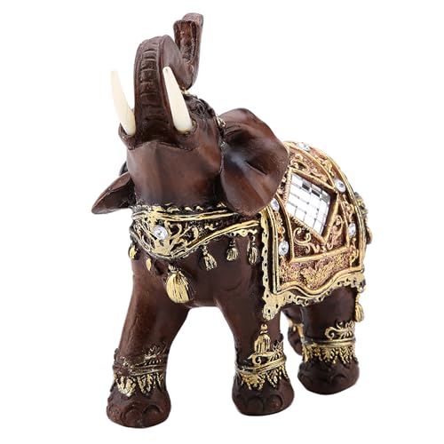 1pc Glück Reichtum Elefant Statue Skulptur Feng Shui Holzmaserung Home Desktop Dekoration (Large)