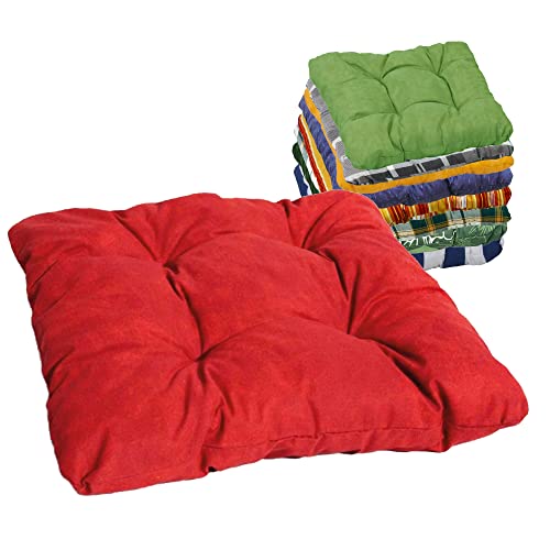 Beo Sitzpolster Gartenstuhl 36x36 atmungsaktiv | Made in EU | Gestepptes Outdoor Stuhlkissen waschbar | UV-beständiges Sitzkissen Stuhl ohne Ausbleichen | Sitzkissen Bank in Rot