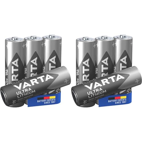 VARTA Batterien AA, 4 Stück, Ultra Lithium, 1,5V, ideal für Digitalkamera, Spielzeug, GPS Geräte, Sport- & Outdoor-Einsätze (Packung mit 2)