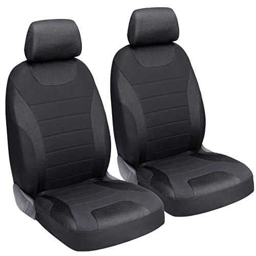 UniVexx® Autositzbezüge im 2er Set – Universelle Auto Sitzbezüge für Vordersitze, Schonbezüge mit Airbag-Ausschnitt, passend für die meisten Autos (schwarz)