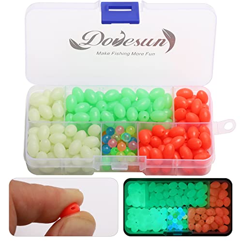 Dovesun Weich Gummi Fischperlen Zubehör für die Fischerei Leuchtende Oval mit Angelkoffer 8 * 12mm (0.31 * 0.47in) 230pcs