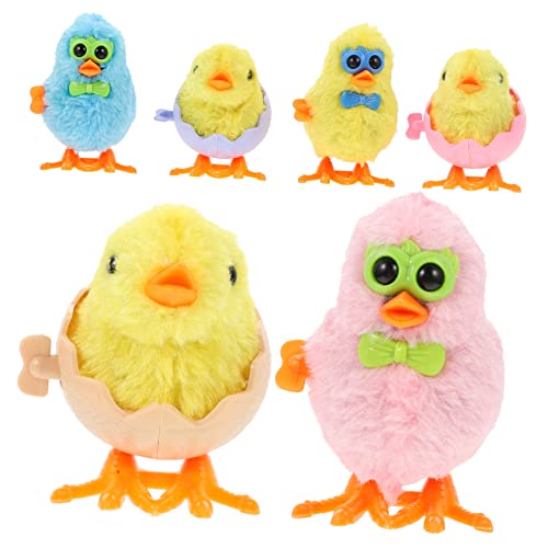 FUNNETOYU 6 Stück Uhrwerk-Laufspielzeug für kinderspielzeug Easter Hühnchen matschig Hühner-Zen-Garten Plüschspielzeug zum Aufziehen Gastgeschenke für Ostern Plastik