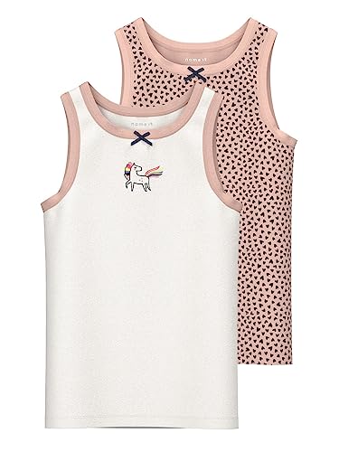 NAME IT Mädchen NMFTANK TOP Evening Sand Hearts NOOS Unterhemden, 104