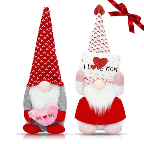 RANJIMA Geschenke für Mama Weihnachten, 2 Stück Wichtel Dekoration Plüschpuppen Süßer Zwerg Wichtel Figuren Basteln Deko für Valentinstag Muttertag Hochzeit Home Tisch, Geburtstagsgeschenk für Mama