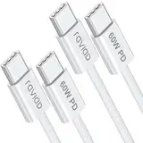 RAVIAD USB C auf USB C Kabel [2Stück 1M], iPhone 15 Ladekabel 60W 20V/3A USB C Ladekabel PD 3.0 Schnellladekabel USB C für iPhone 15, Samsung S24/23/S22/S21, MacBook Pro/Air, Pad Pro/Air, Huawei- Weiß