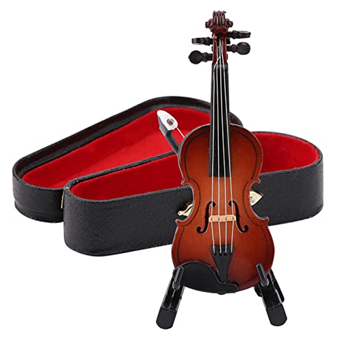 Winziges Geigenmodell, Miniatur-Geigenmodell mit Bogenständer, Kleinstes Geigen-Mini-Geigeninstrumentenmodell der Welt Zum Dekorieren von Häusern oder Büros, 8 X 3 X 0,8 Cm